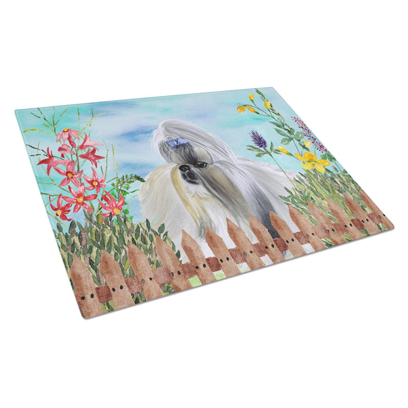 Planche à découper à ressorts en verre trempé caroline, Shih Tzu