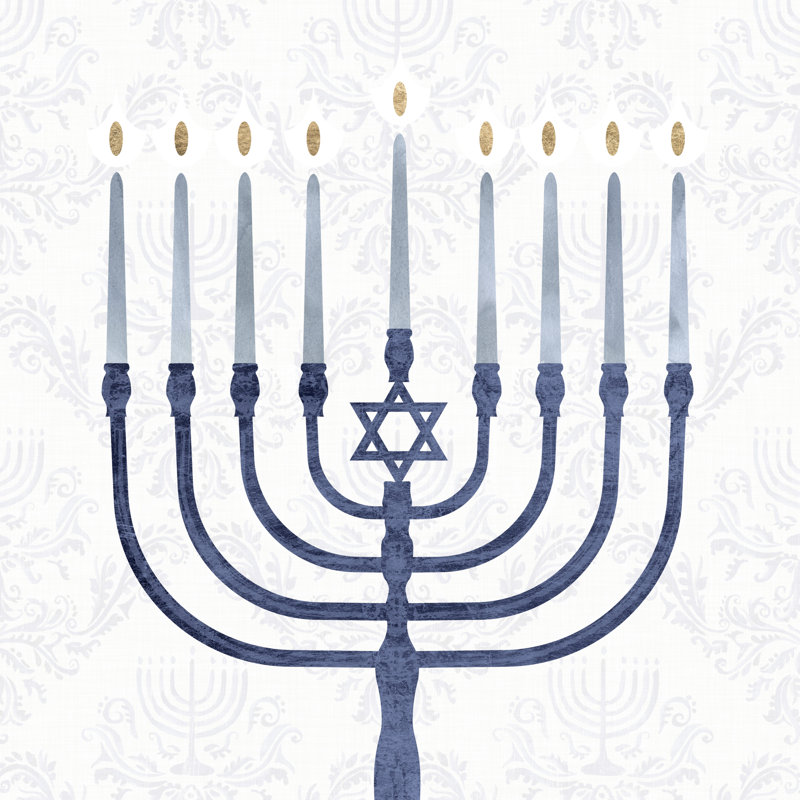 Sophisticated Hanukkah II by Victoria Borges - Wrapped Canvas Painting, 30cm H x 30cm W x 3.8cm D