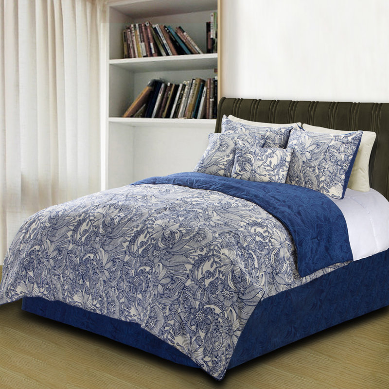 Flowers and Doodles Polyester Floral Duvet Cover Set, Twin