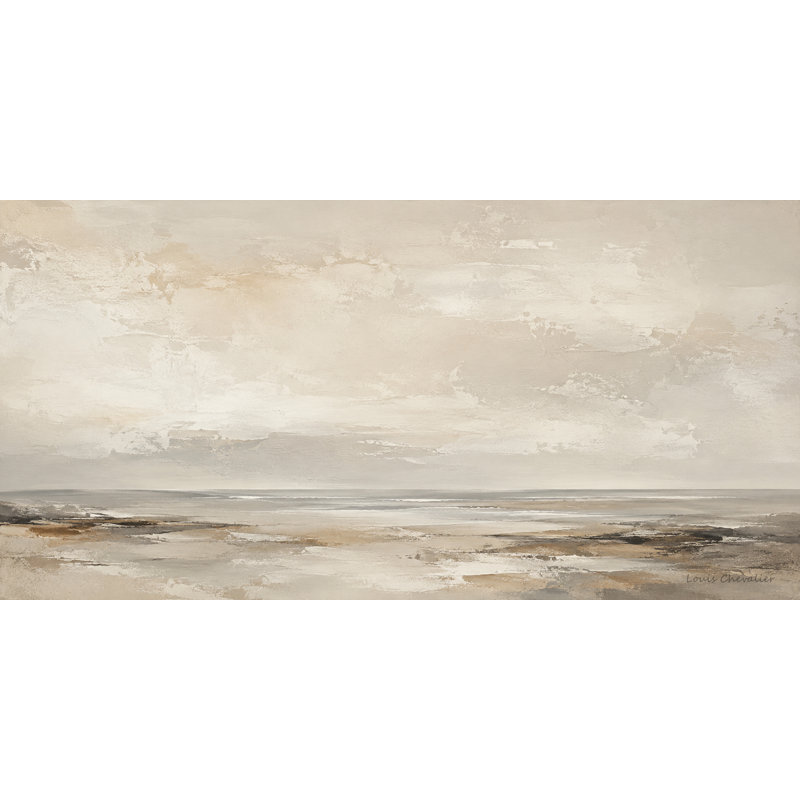 Jadie neutre enveloppé de paysage marin abstrait crème, L 40 po x H 20 po x P 1,5 po