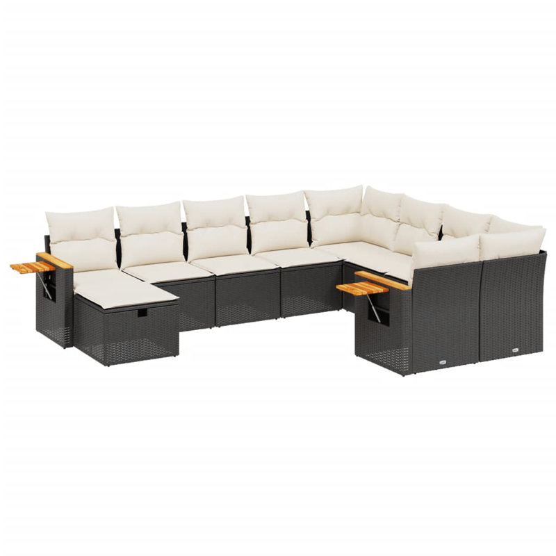Vidaxl Sofa Set, Cream Cushion/Black Frame