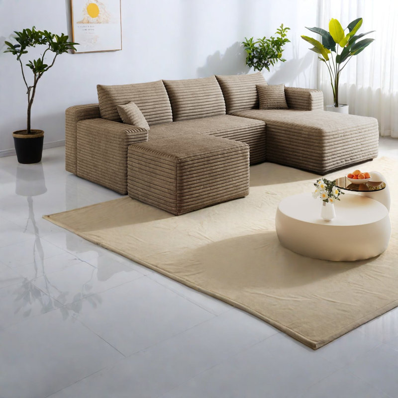 Canapé modulaire en velours côtelé 95 pouces