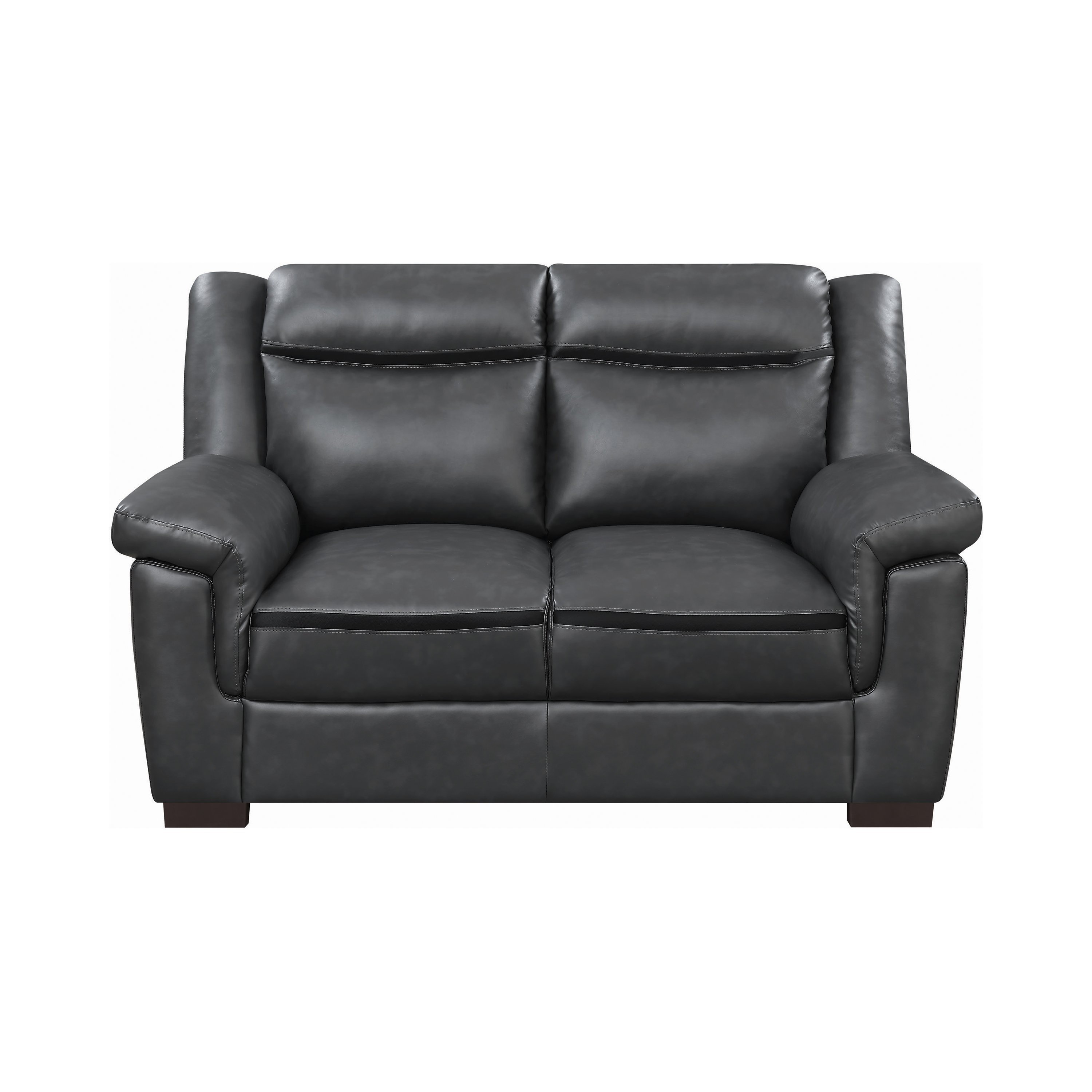Ebern Designs Mikhil 58.6'' W Faux Leather Loveseat in Gray | Wayfair