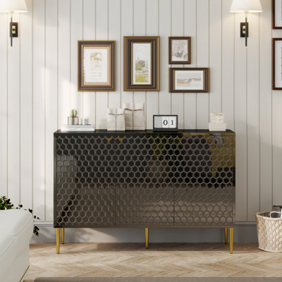 Ruslans 47.75'' Wide Sideboard With 3 - Door High Gloss Cabinets
