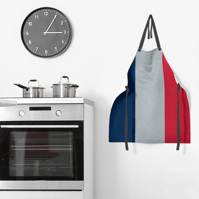 No Pattern Bib Apron, Navy Blue/Silver/Red