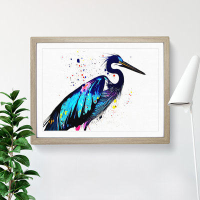 Splashed Heron Bird Vol.1 Abstract - Framed Print