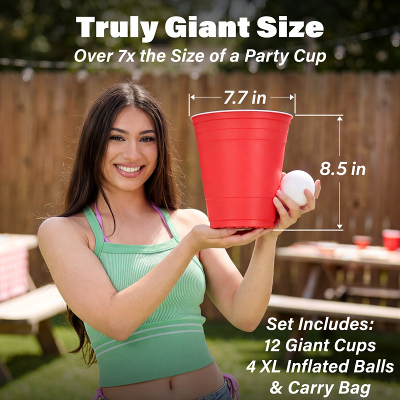GoPong Giant Yard Pong Outdoor Game - Jumbo Sized Beer Pong PRO Set – Fun Beach and Lawn Party Games for Adults