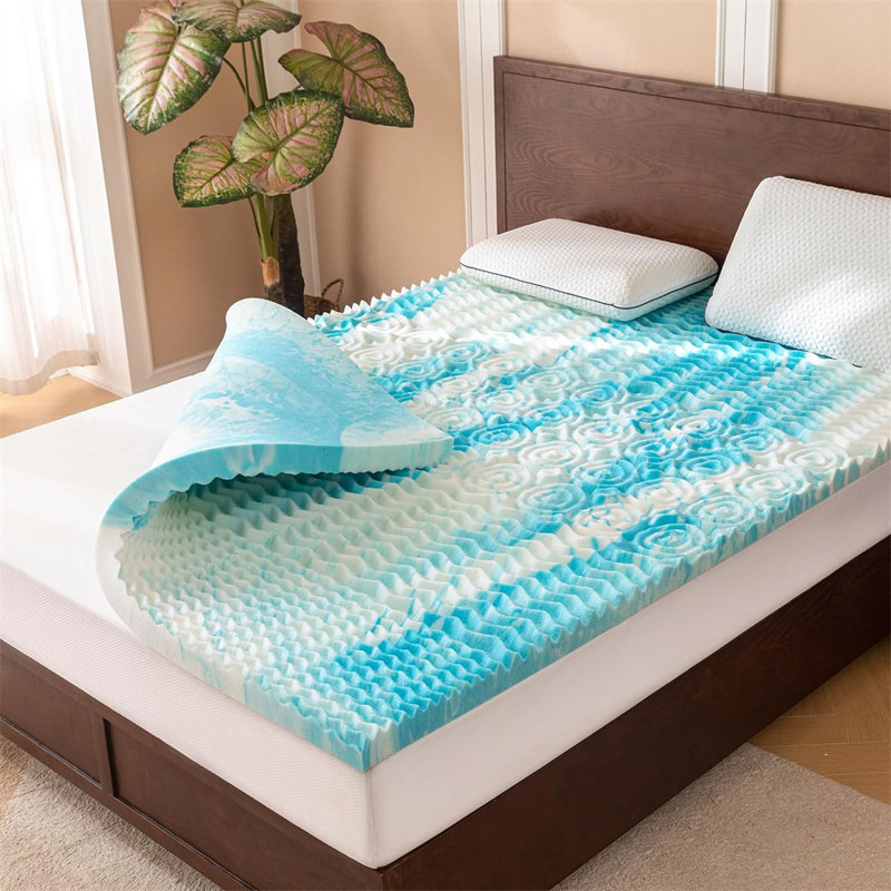 Queen Size Blue Gel Memory Foam Mattress Topper, 2 Inch