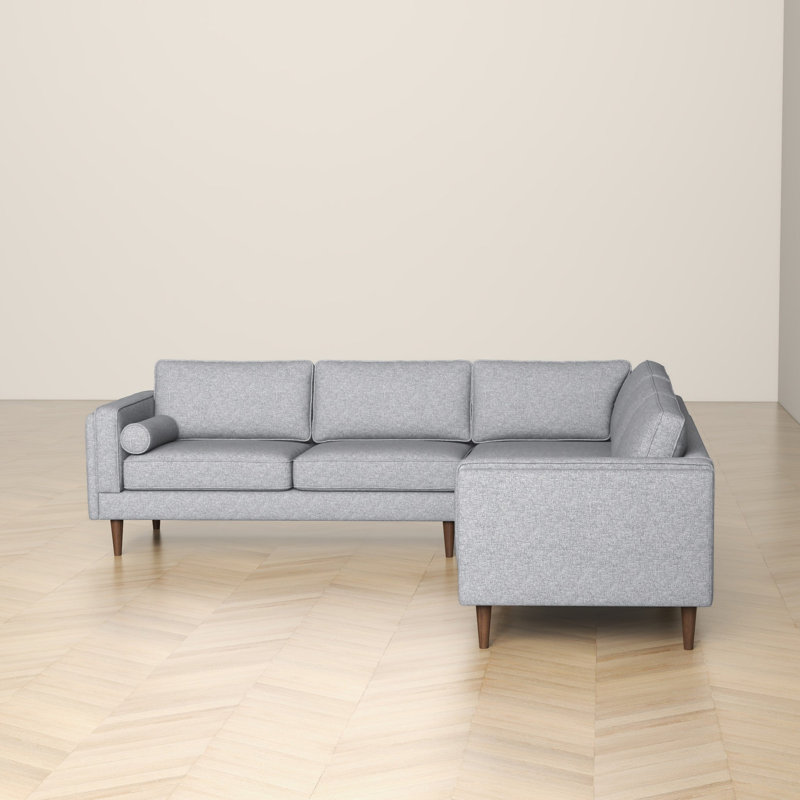 Canapé d'angle modulaire en tissu Amber, Polyester gris clair