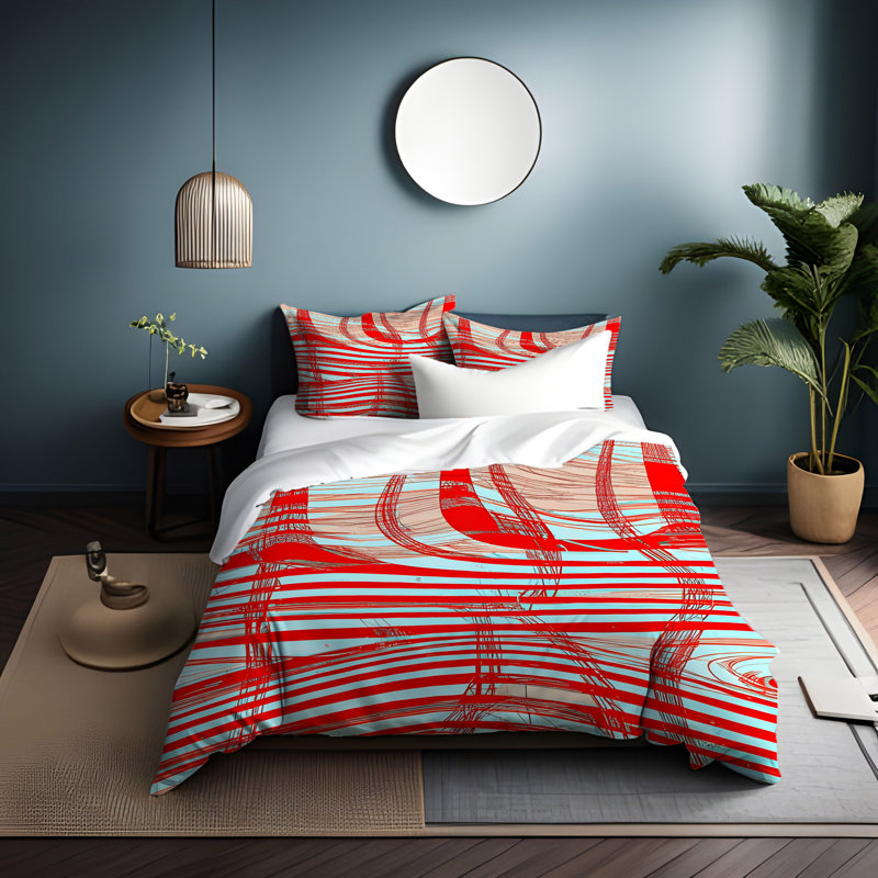 Polyester Abstract Duvet Cover, Queen Duvet Cover + 2 Queen Shams