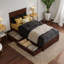 Lit plateforme en bois massif Lamaiyah avec pied de lit et tiroirs de rangement-1928436784-1928436785