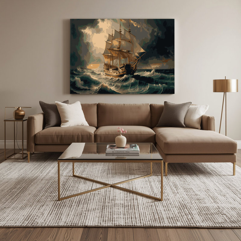 «Thanksgiving Mayflower Ship Art», art mural sur toile brune, H 11 po x l 14 po