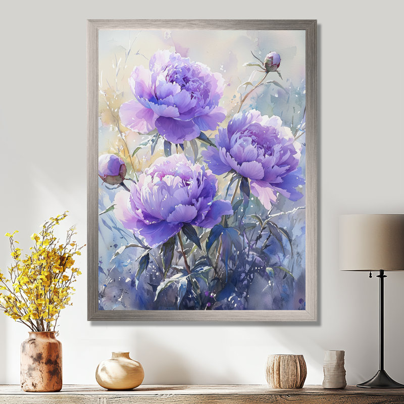 Kesterson - Art mural floral, Argent argent, H 44 po x l 34 po, Reproduction encadrée d'une seule photo