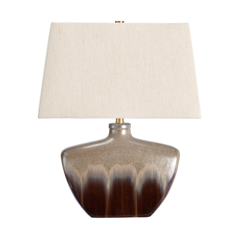22.25" Crystal Table Lamp With Oat Shade