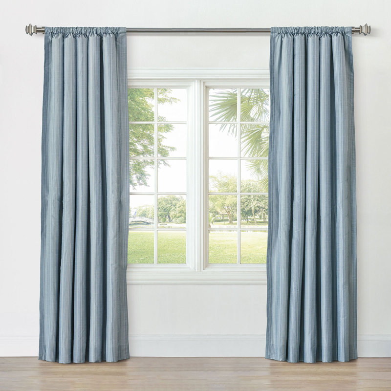 Reverie Striped Curtain Panel, Sapphire, 48" W x 84" L