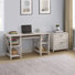 Coble 2 Piece Farmhouse Wood Writing Desk Office Set - Washed Gray