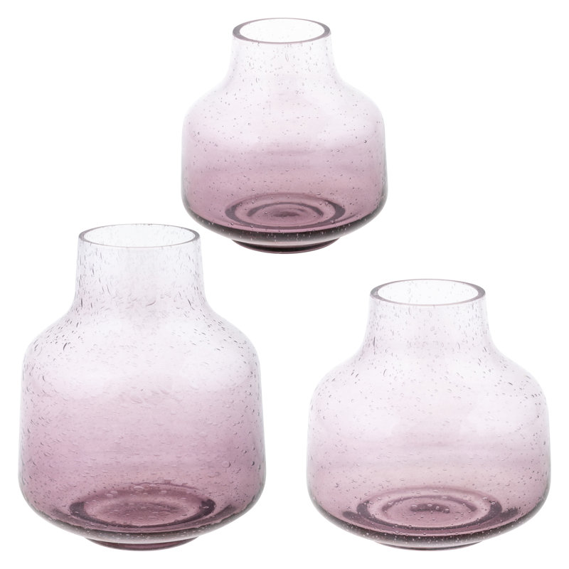 Vase en verre bullé S / 3 (S23), Mauve