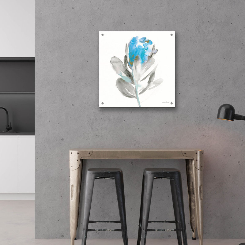  «Spirit Flower 1 Blue C» par Danhui Nai, art mural en verre acrylique, 24 po x 24 po
