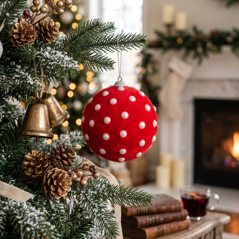 Boules de Noël décoratives - ensemble de 12 - rouge