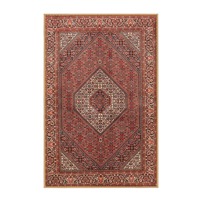 Tapis en laine rouge / beige, Rectangle 2 pi x 3 pi