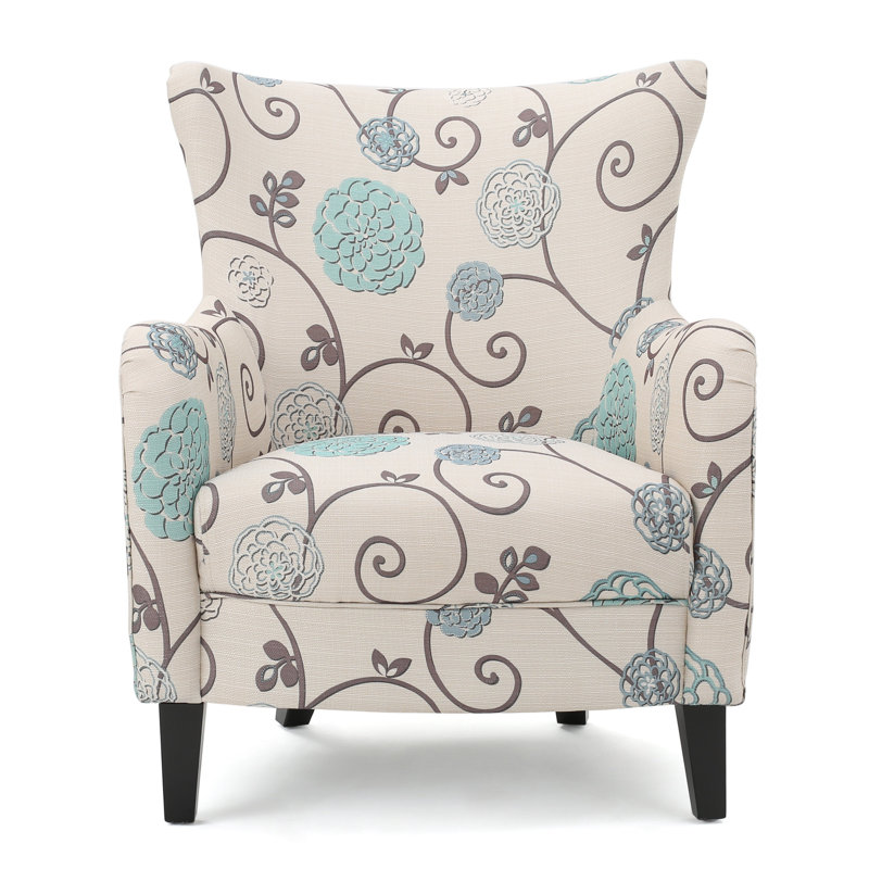 Chaise avec accoudoirs rembourrée Leia, Beige Polyester Floral