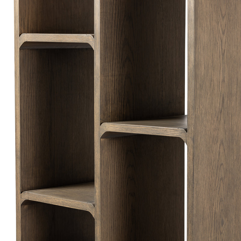 Risa Geometric Bookcase, Rustic Gray