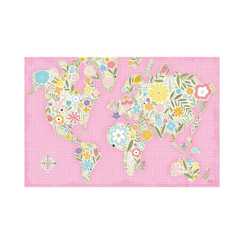 Floral World Pink by Michael Mullan - Print on Canvas, 20.32cm H x 30.48cm W x 1.91cm D, Wrapped Canvas