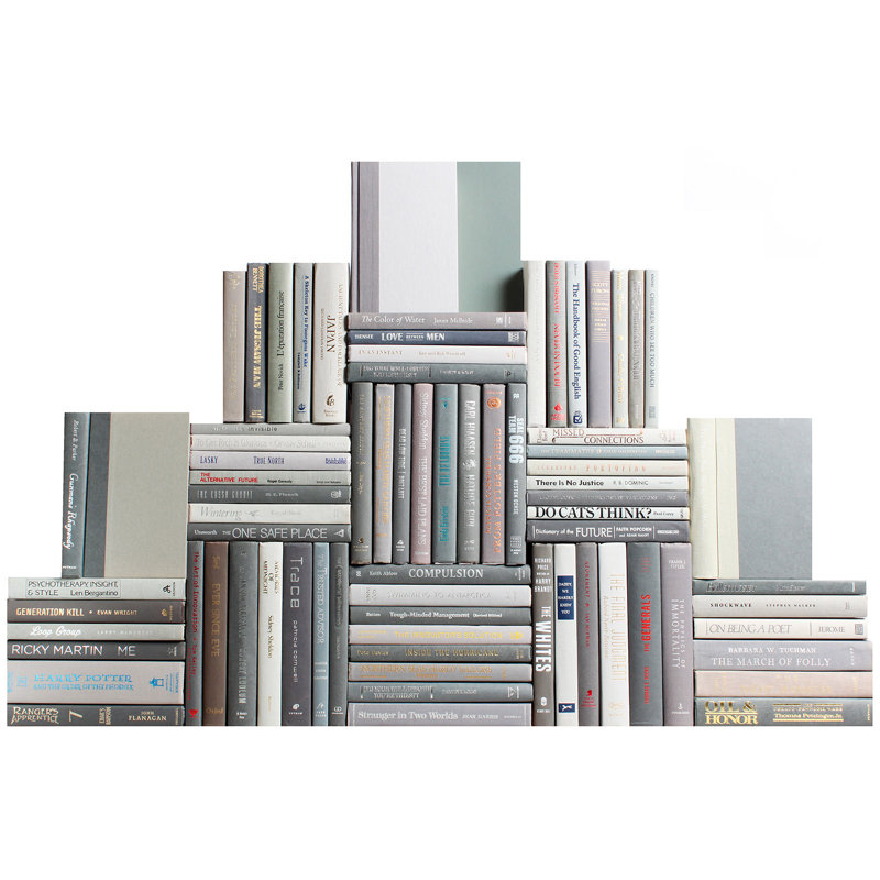 Livres décoratifs - Mur de livres en granit - Ensemble de 75 livres gris