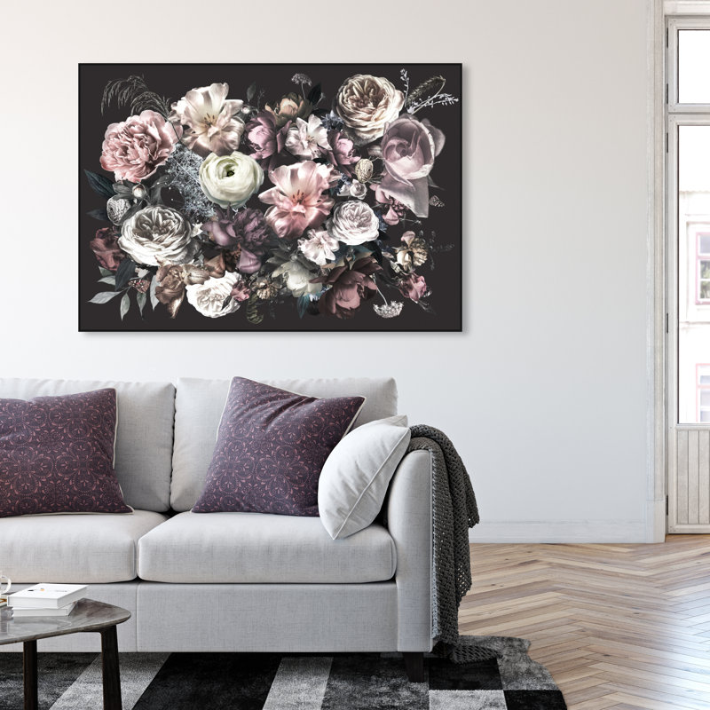 Elizabeth Elizabeth Flowers - Impression sur toile, H 36 po x l 54 po, Toile avec cadre noir
