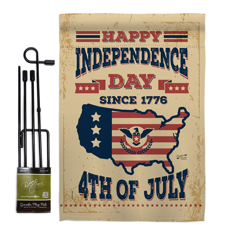 Double Sided 18.5'' H x 13'' W Polyester Independence Day Flag Set