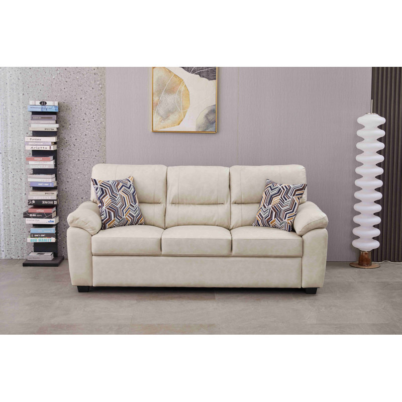 80.5'' Wide Faux Leather  Sofa, Beige