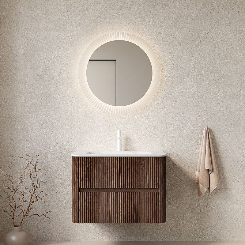 Meuble-lavabo de salle de bain mural avec lavabo, 2 tiroirs flottants, 30"