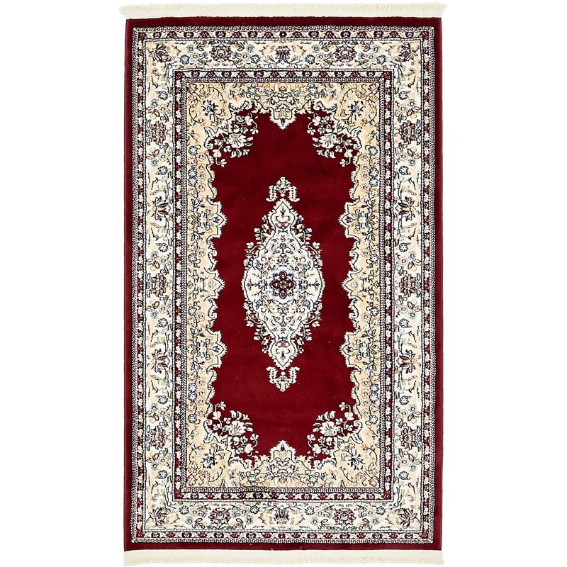 Tapis oriental bordeaux / brun clair Amaris, Rectangle 3 pi 1 po x 5 pi 3 po
