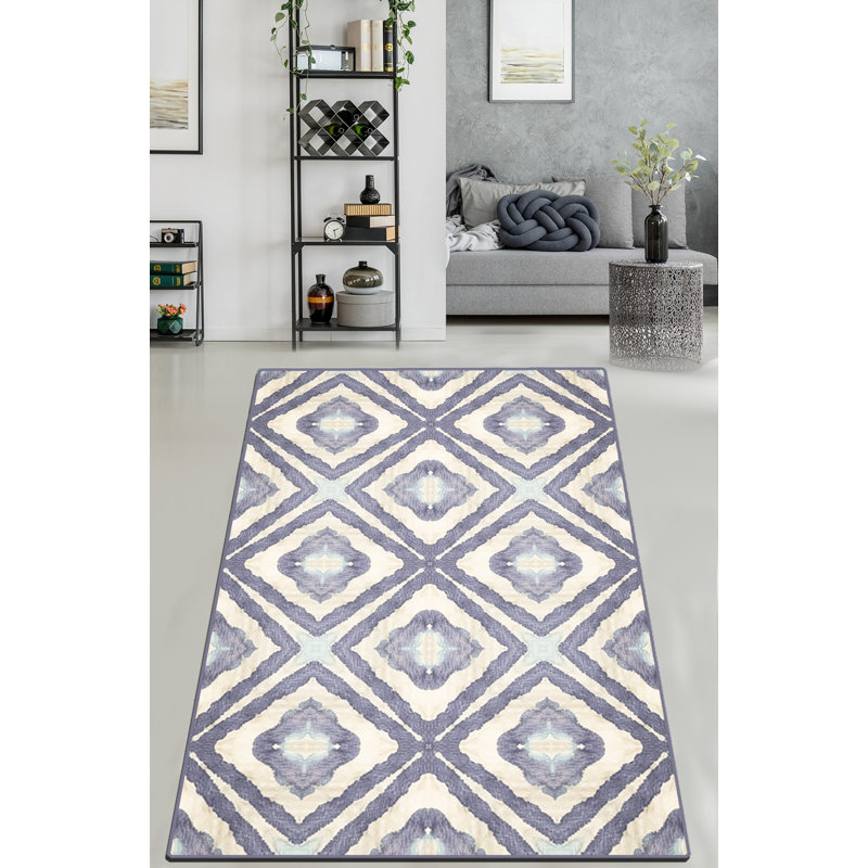 Antibacterial Washable Area Rug, 100% Polyester with Non-Slip Felt Dot Underside | Pile Height: 0.16 in, Total Thickness: 0.39 in | Perfect for Living Room, Bedroom, & Home Decor, Machine Washable