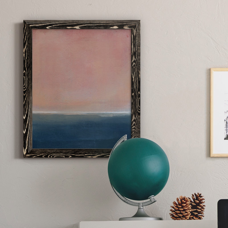 Coucher de soleil - Peinture sur toile encadrée, H 20 po x l 17 po x P 1,5 po, Toile avec cadre noir
