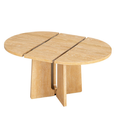 Table de salle à manger ronde en bois massif, table de cuisine extensible avec rallonge amovible de 16 pouces pour salle à manger, salon, naturel