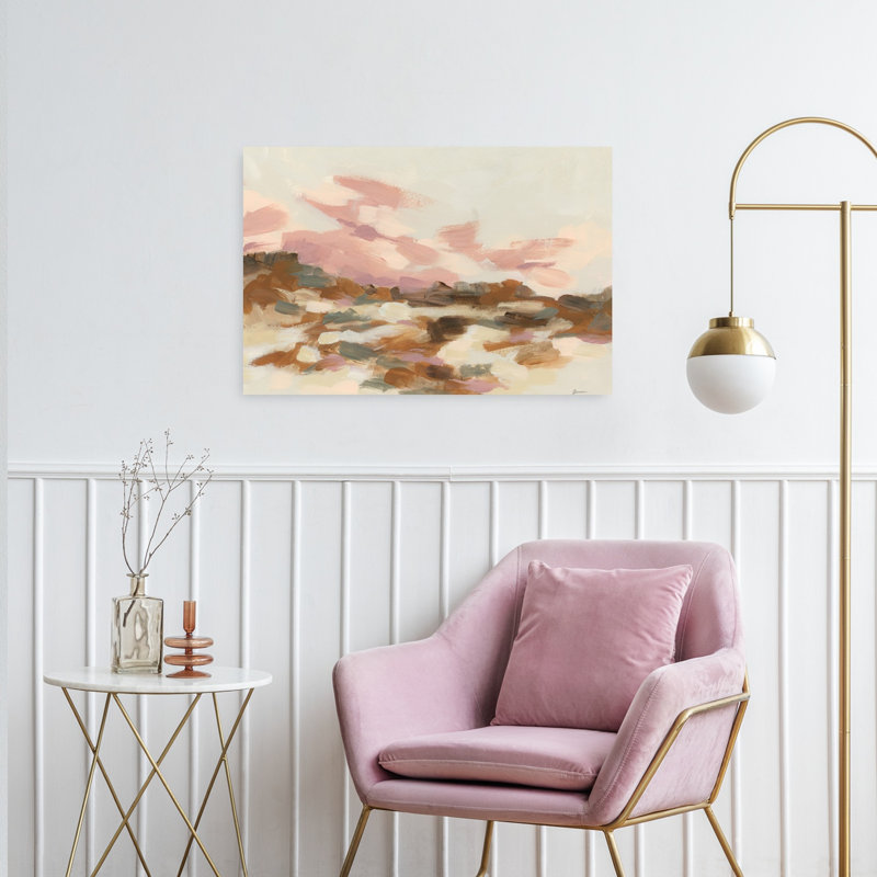 «Rose Canyon I», impression abstraite sereine, paysage de nature, paysage mural, 24" H x 36" W
