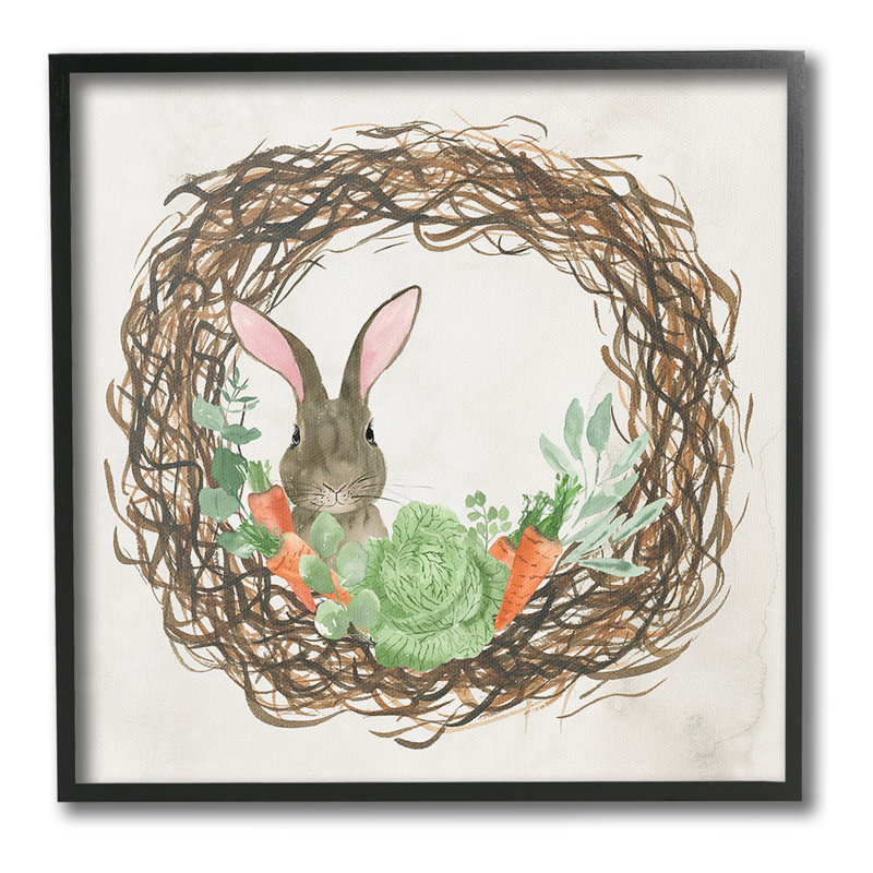 Couronne de printemps printanière, giclée sur toile par Lucille Price, Giclée encadrée noir minuit, H 12 po x l 12 po