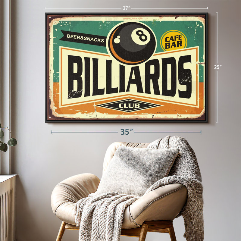 "Loisirs et mode de vie", impression sur toile "Billiards Club", H 25 po x l 37 po