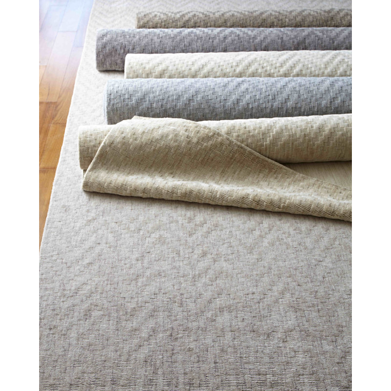 Demani Wool Chevron Area Rug in Raffia, Rectangle 9' x 12'