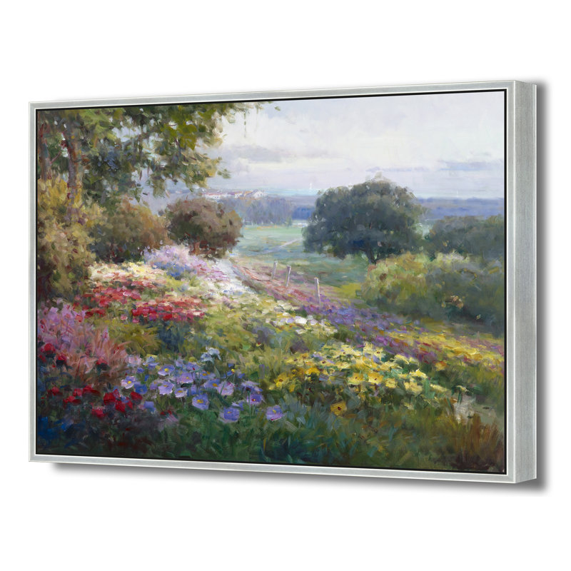 Hilltop Bloom Print, 50" H x 74" W, Silver