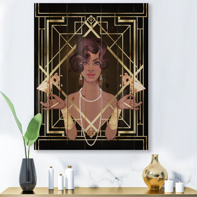 " Retro Women In Golden Art Deco Geometrics I "