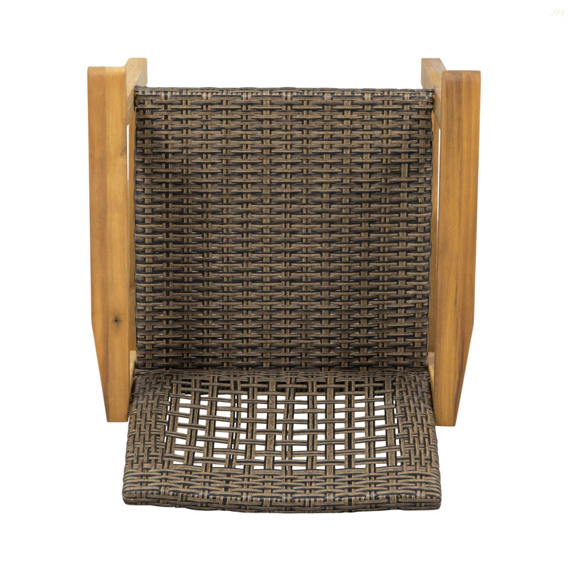 Ensemble de salle à manger 5 pièces pour patio, table à lattes de 63 po et 4 chaises en bois d'acacia et en rotin de polyéthylène pour patio