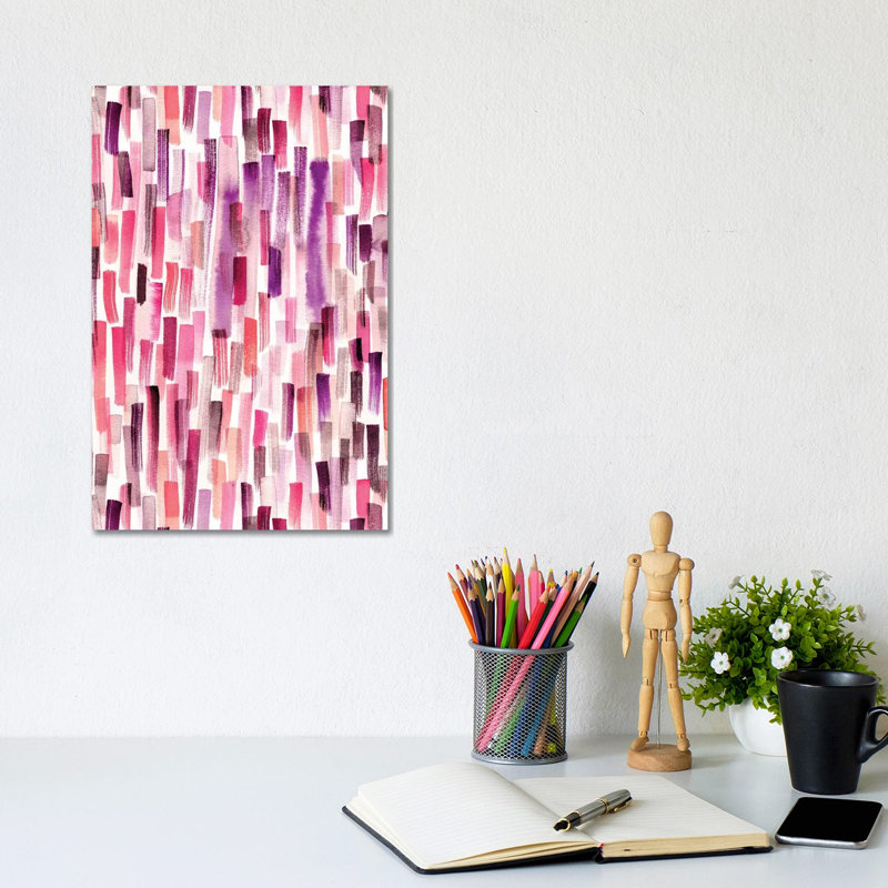 Watercolour Brushstrokes Coral Purple by Ninola Design - Wrapped Canvas Painting, 20.32 cm H x 30.48 cm W