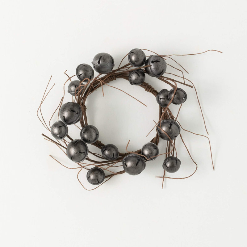 Mini couronne de Noël artificielle grise 16,5 po grise
