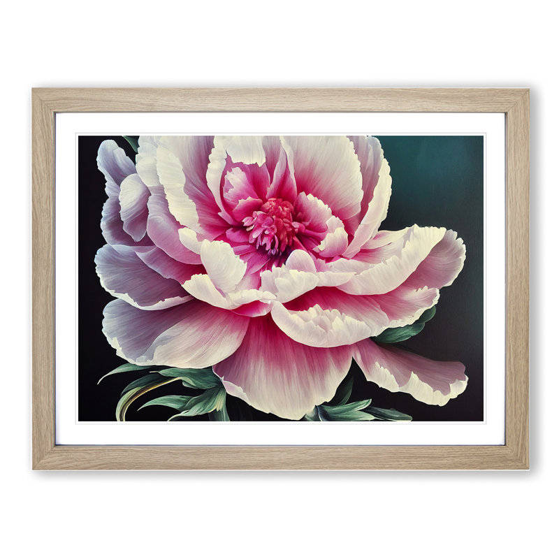 Dazzling Peony Flower - Framed Print, Oak Framed, 25cm H x 34cm W x 2cm D