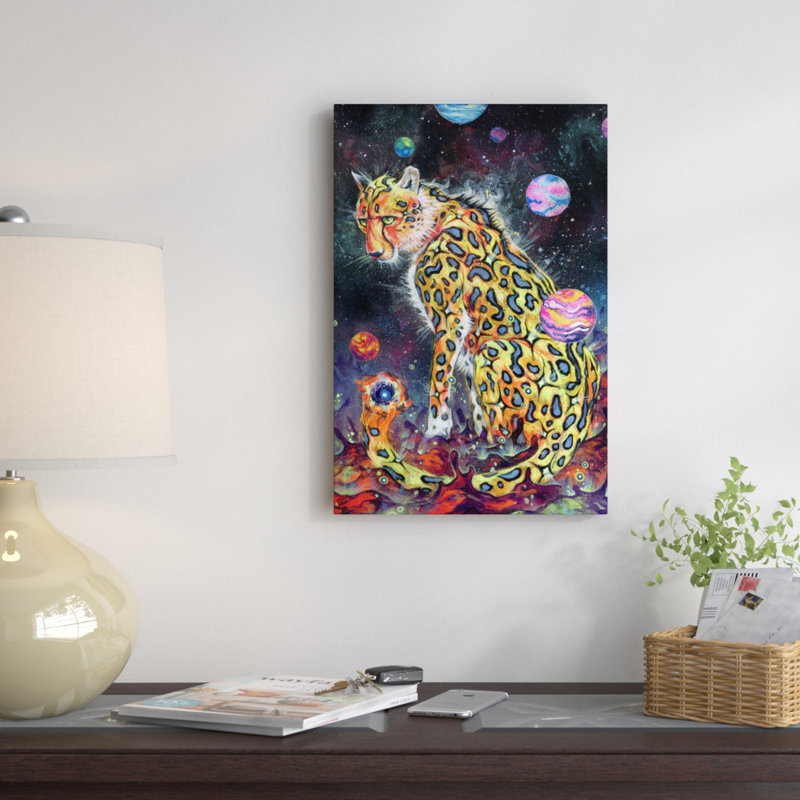 « space guépard », peinture sur toile tendue, H 60 po x l 40po x P 1,5 po