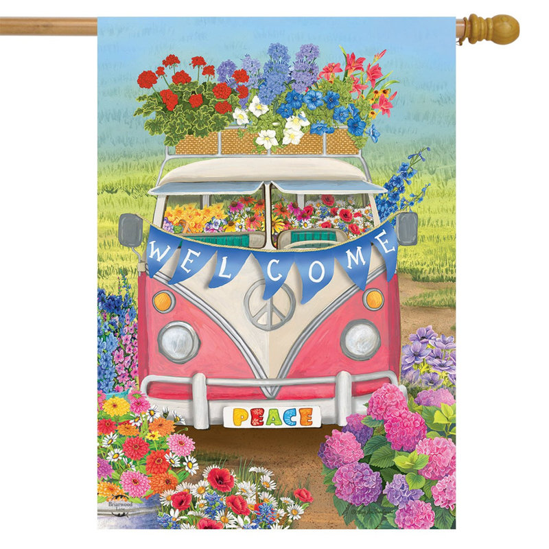 Drapeau de paix Peace Van, Printemps rose/vert/bleu