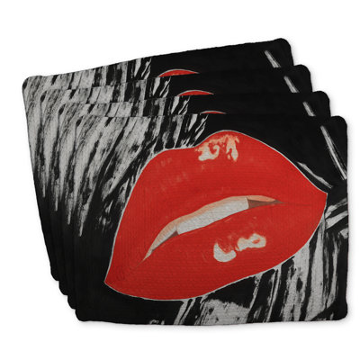 Kissable Glossy Lips Braided Polyester Placemats - Set of 4