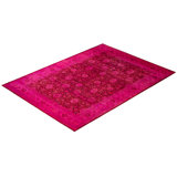 Overdyed Hand-Knotted Wool Modern-Contemporary Pink Area Rug 9' 1" x 12' 4"